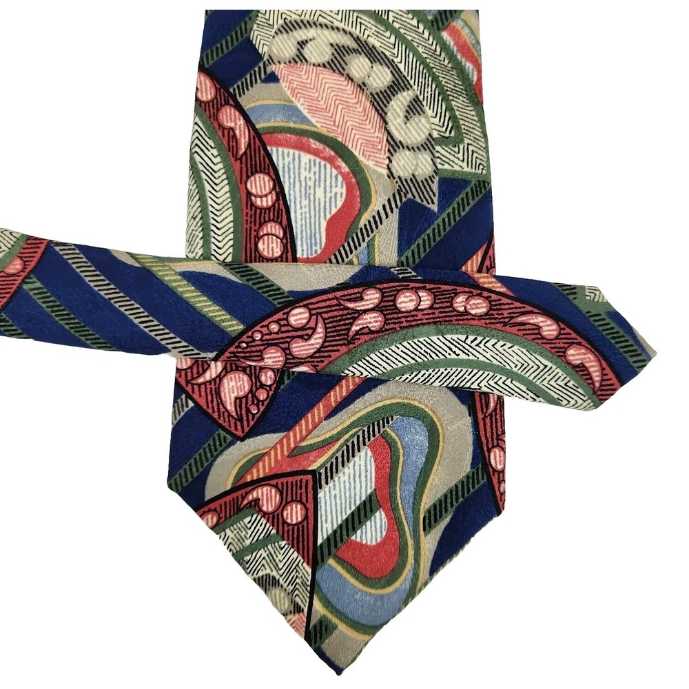 Vtg Structure Abstract Art Silk Tie Multicolor Italian Fabric USA Made‎ Vintage